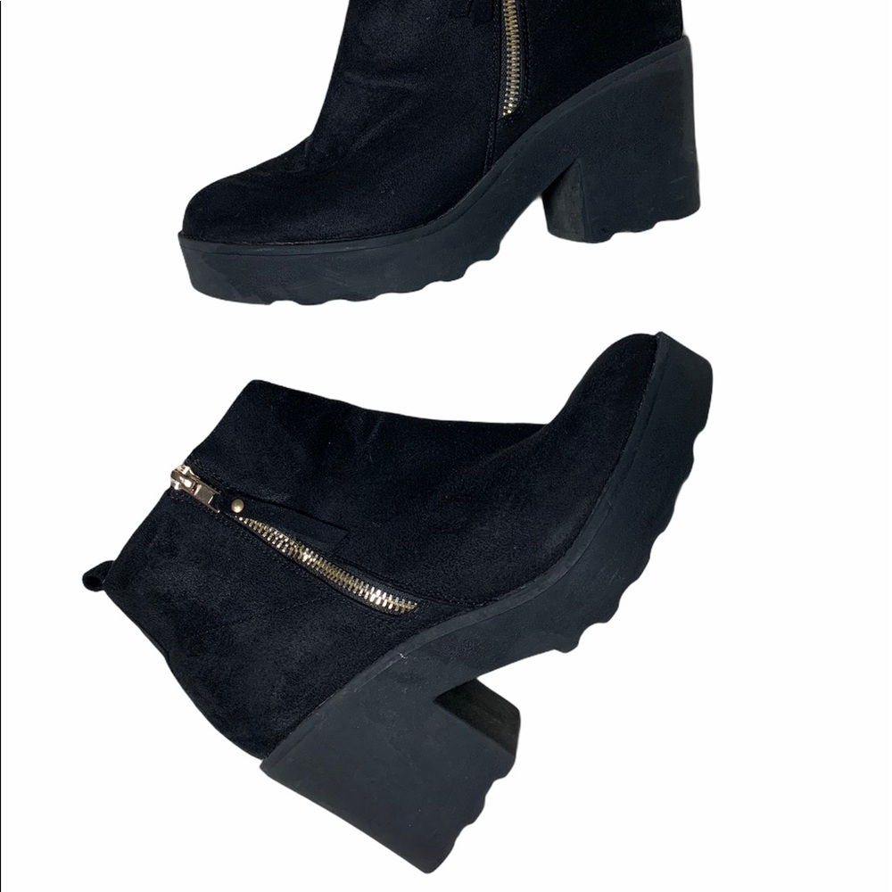NASTY GAL Black Zipper Combat Boots Sz 8